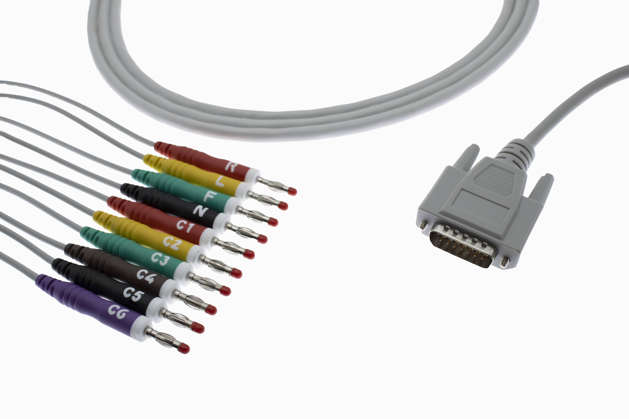 BPL -NK 10 LEAD ECG PATIENT CABLE – 4MM BANANA WITH UNDERCUT GRAY