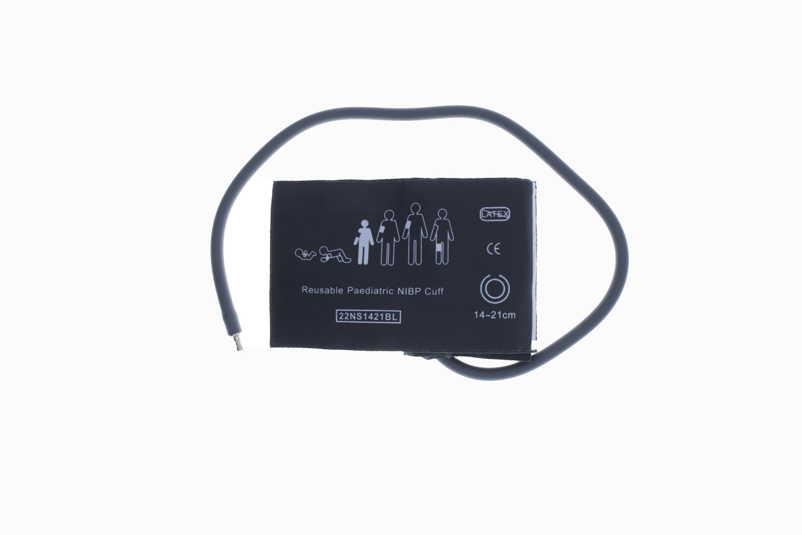 Reusable NIBP Single Hose Cuff Paediatric 14 cm to 21 cm Grey