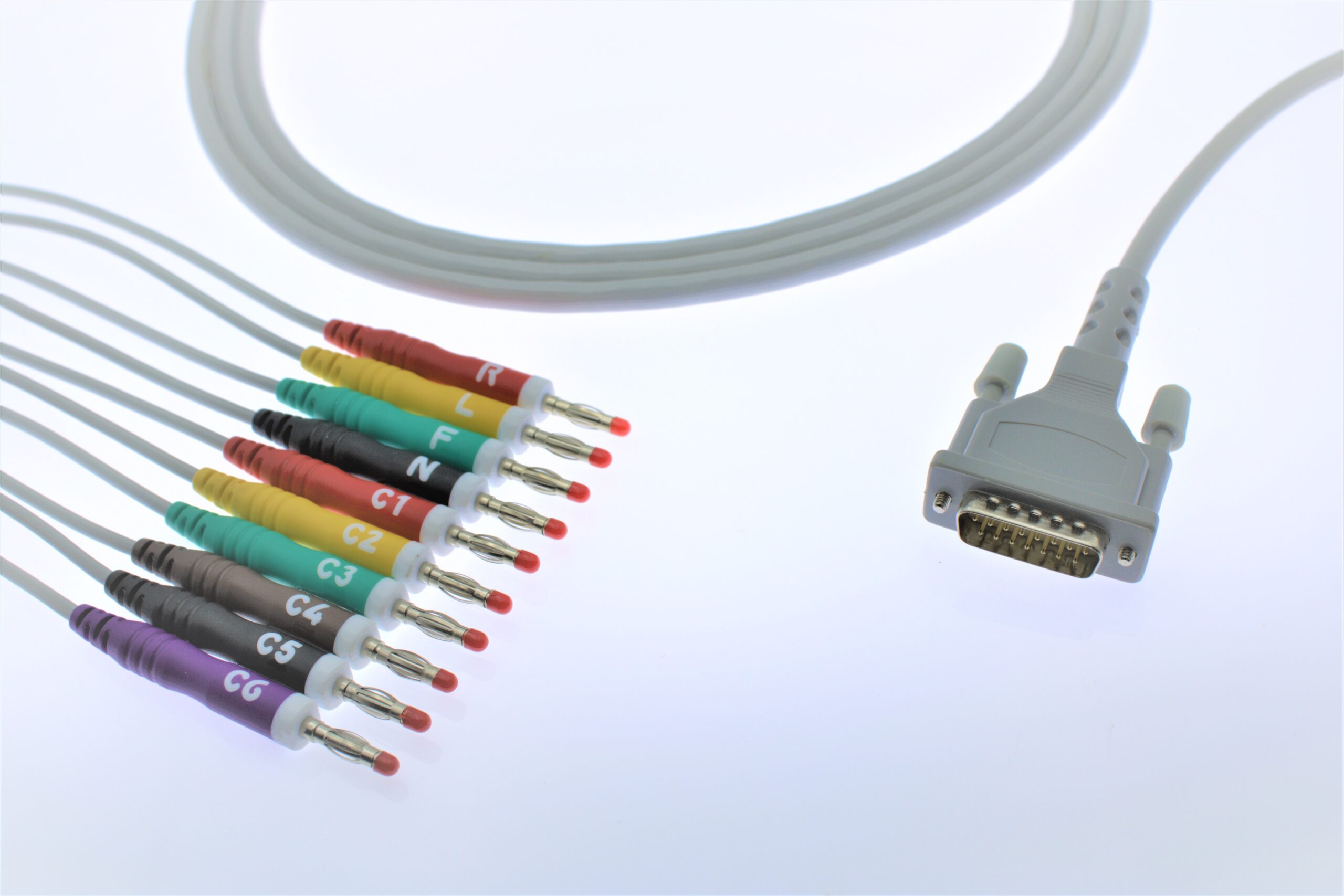 SCHILLER 10 LEAD ECG PATIENT CABLE – 4 MM BANANA GRAY CABLE – WITH 10 KR